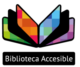 Logotipo de la Biblioteca Accesible con dibujo de un libro abierto